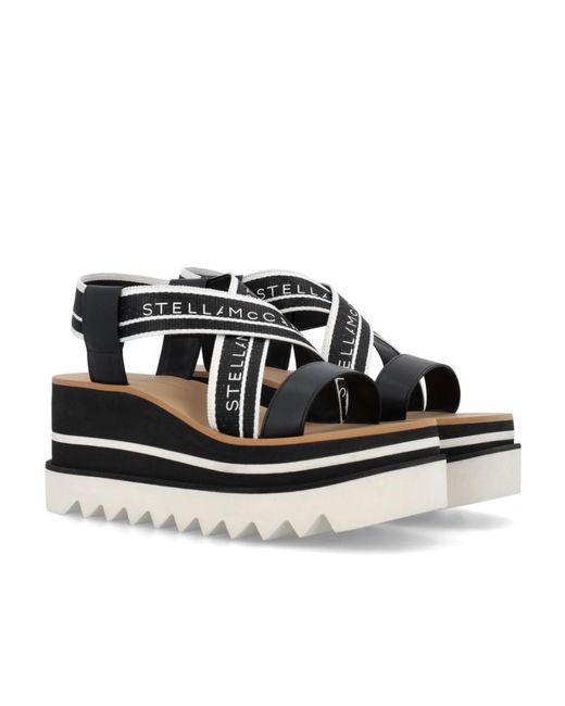 Stella McCartney Black Sneak-Elyse Crossover Strap Platform Sandals