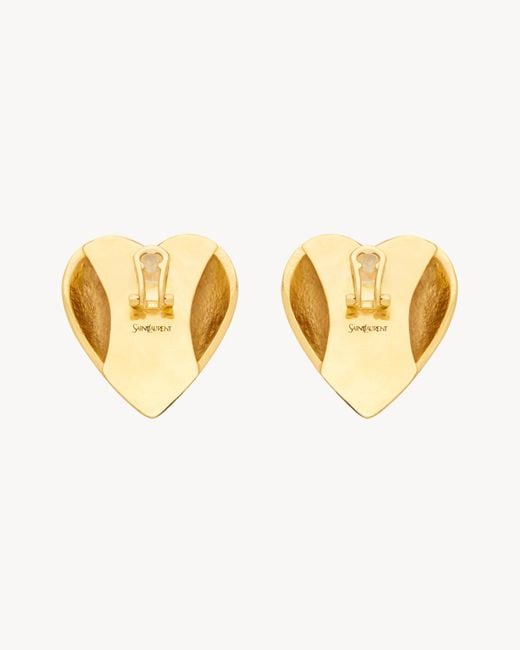 Saint Laurent Metallic Heart Earrings