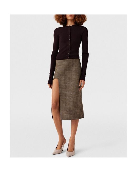 Stella McCartney Gray Side-Slit Tweed Skirt