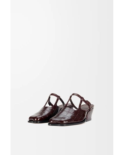 Loewe Brown Onda Embossed Mules