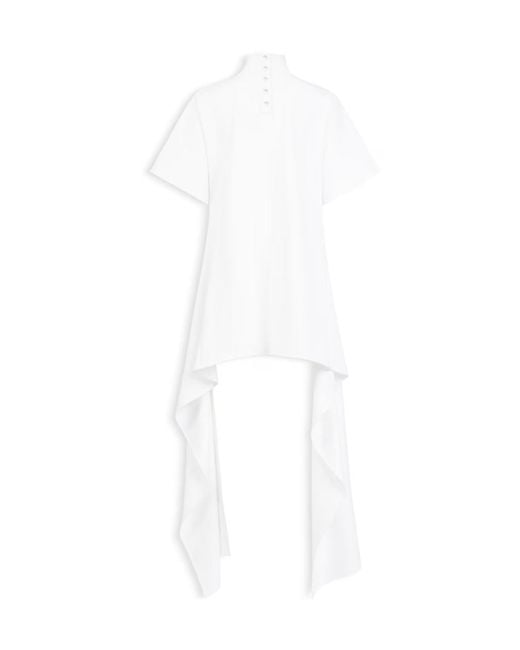 Alaïa White Alaïa High-Neck Draped-Hem Top