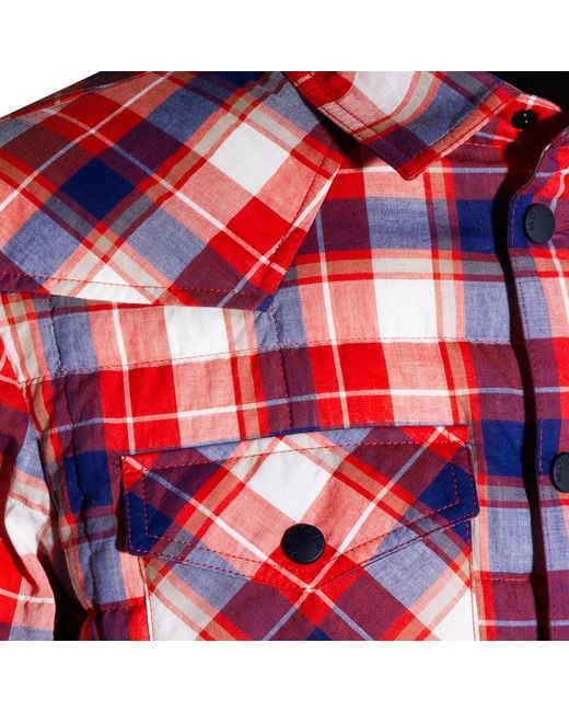 Moncler Red Grenoble Long Sleeved Check Patterned Jacket for men