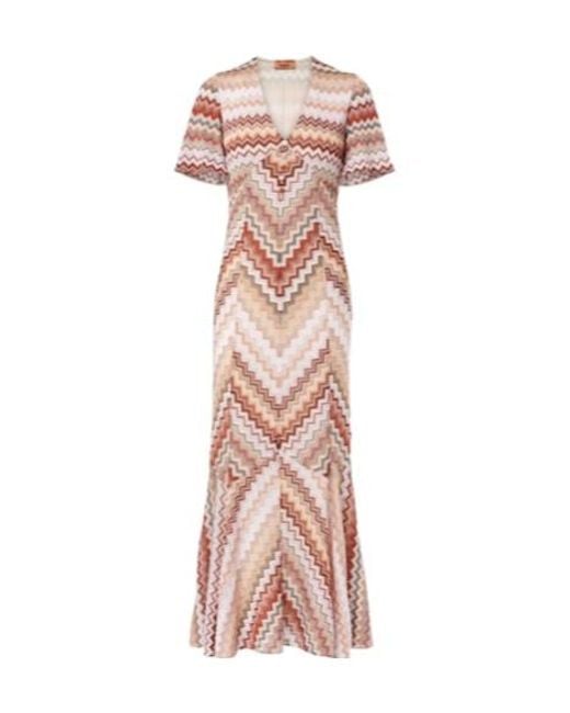 Missoni Pink Zigzag Lamé Maxi Dress