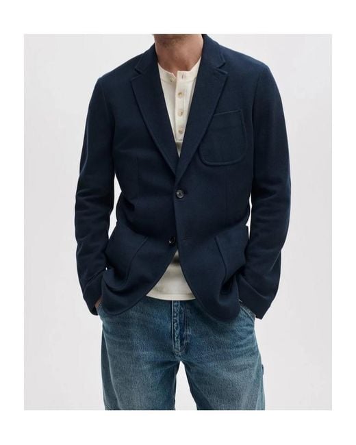 Rag & Bone Blue Skeleton Cotton Piqué-Knit Blazer for men