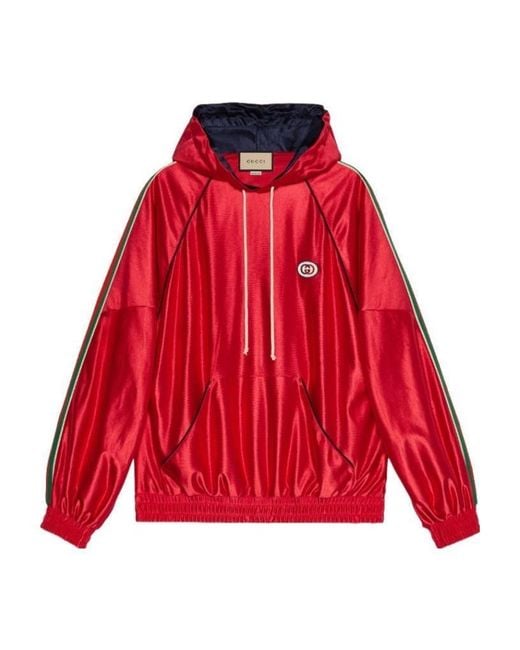 Gucci Red Web G Patch Hoodie for men