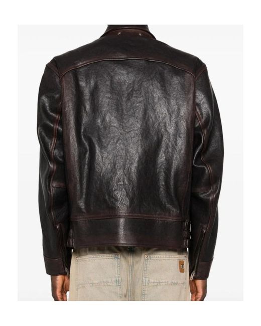 Golden Goose Deluxe Brand Black Leather Bomber Jacket for men
