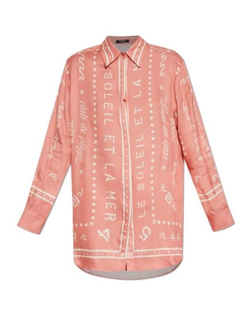 Balmain Pink All-Over Logo Print Shirt