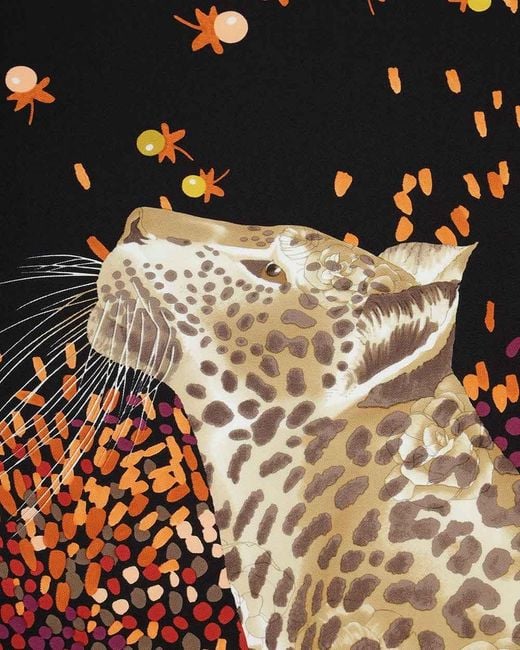 Ferragamo Orange Printed Square Silk Scarf