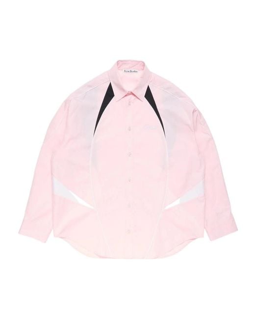 Acne Pink Embroidered Logo Button-Up Shirt for men