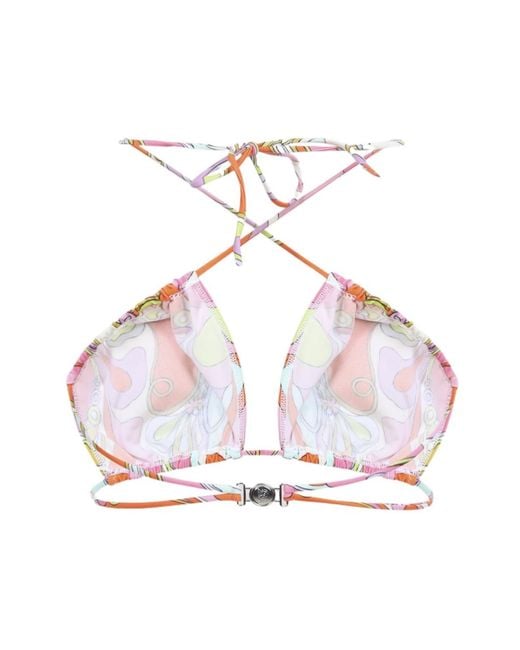 Emilio Pucci White Pucci Printed Triangle Bikini Top