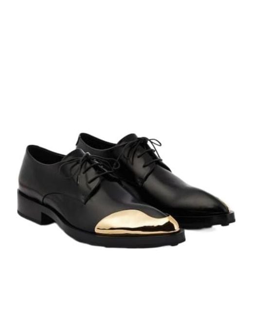 Jil Sander Black Embellished Leather Derby Shoes