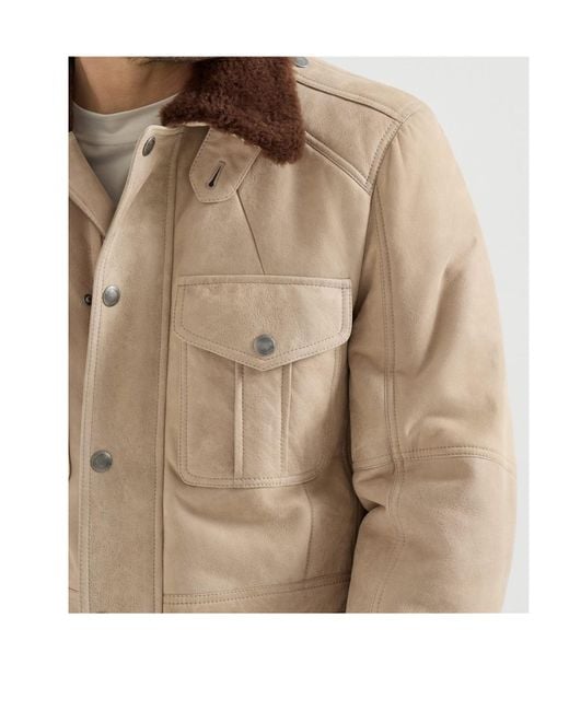 Brunello Cucinelli Brown Waxed Shearling Safari Jacket for men