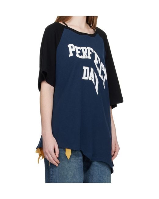 Undercover Blue Asymmetrical Short-Sleeved T-Shirt