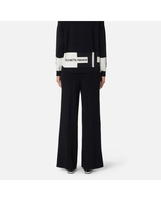Elisabetta Franchi Black Shiny Bands Trousers
