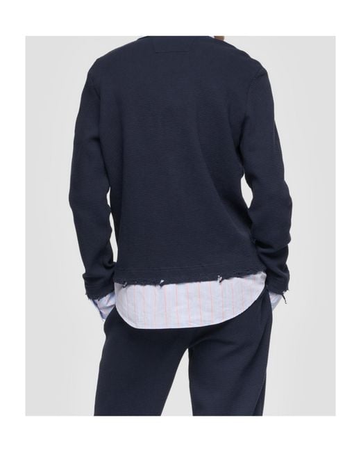 M I S B H V Blue Distressed Polo Shirt for men