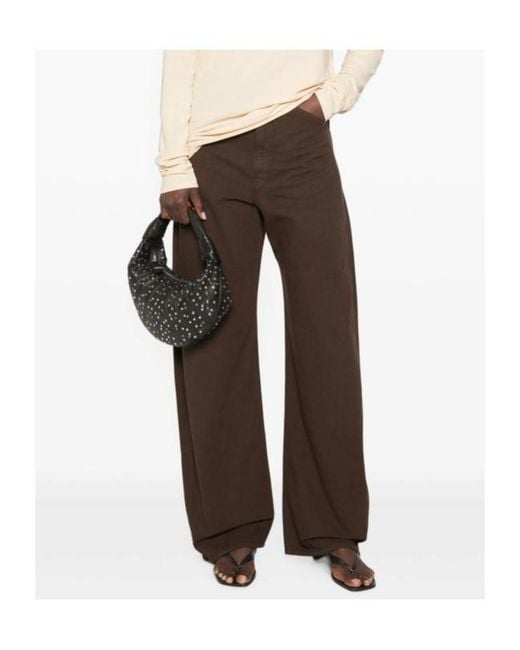 Lemaire Brown Wide-Leg High-Rise Pants