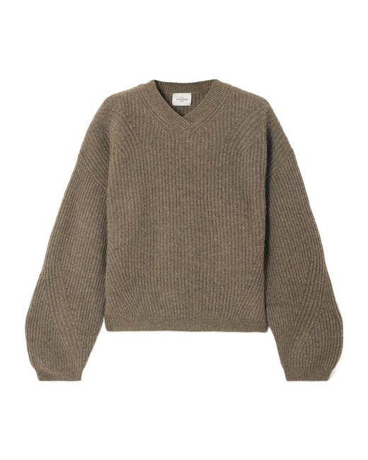 LeKasha Green Palermo Ribbed Organic Cashmere Sweater