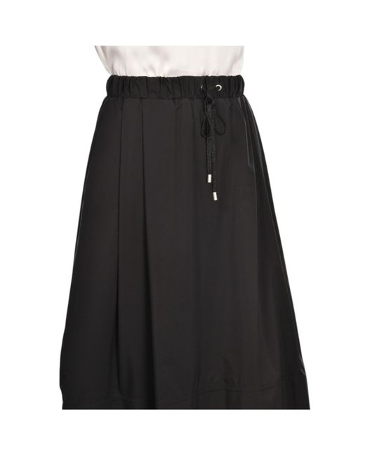Gran Sasso Black Drawstring Midi Skirt