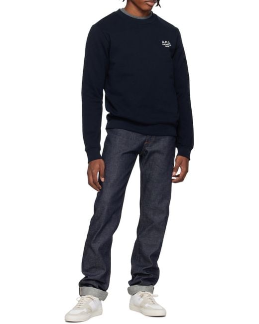 A.P.C. Blue Logo Embroidered Crewneck Sweatshirt for men