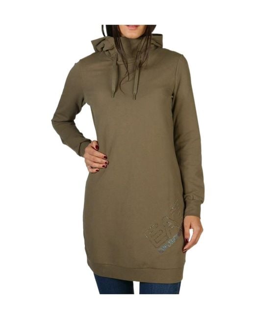 Emporio Armani Green A Hooded, Long-Sleeved Dress