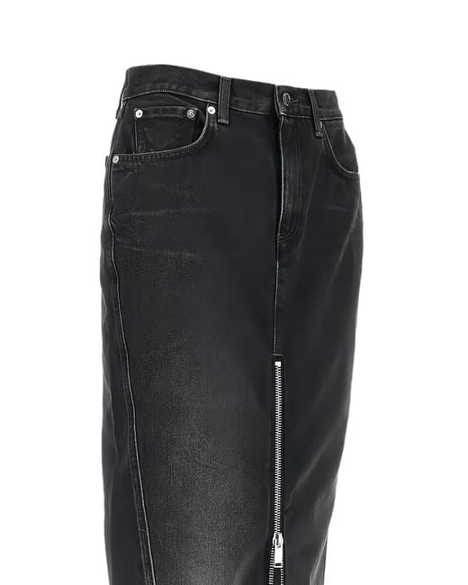 Haikure Black Mira Zip-Front Midi Skirt