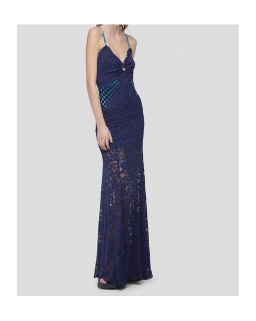 Rabanne Blue Trompe-L'Œil Lace Dress