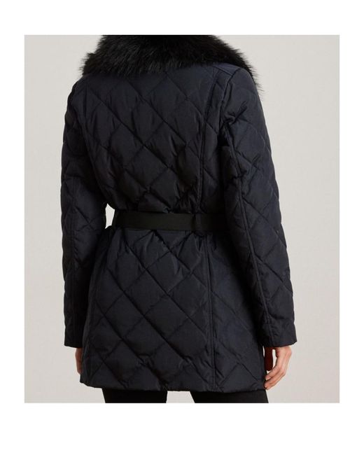 Ralph Lauren Blue Real Leather Medium Puffer Jacket