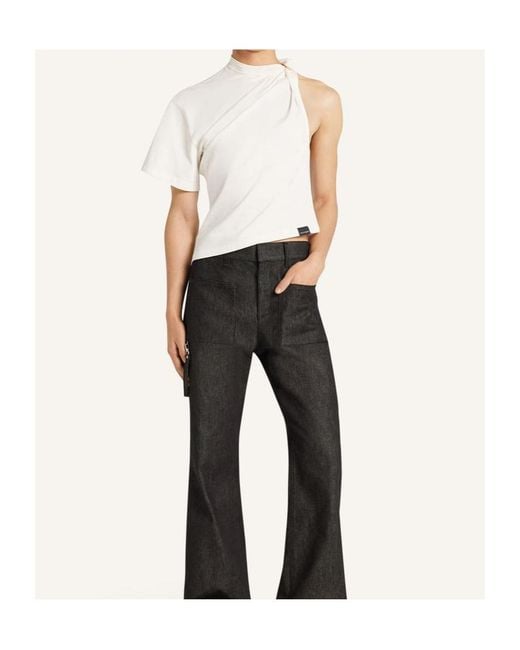 Courreges White Courrèges Twisted Asymmetric T-Shirt