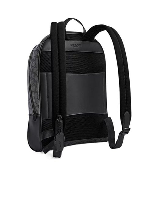 COACH Black Theo Patterned Backpack for men