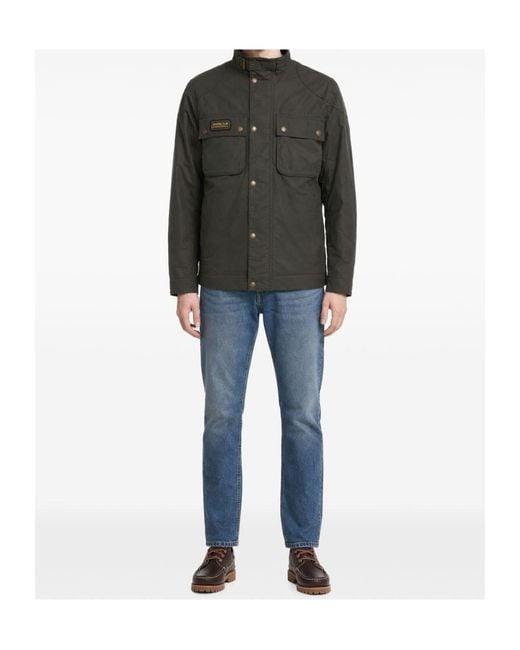 Barbour Black Logo Patch Buttoned Jacket for men