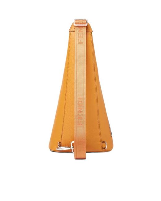 Fendi Orange Roma Leather Cono Small for men
