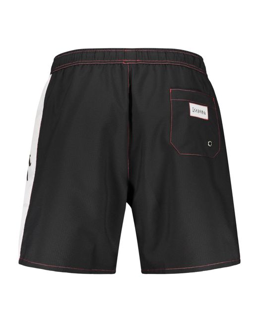 Iceberg Black Logo Panel Swim Shorts for men