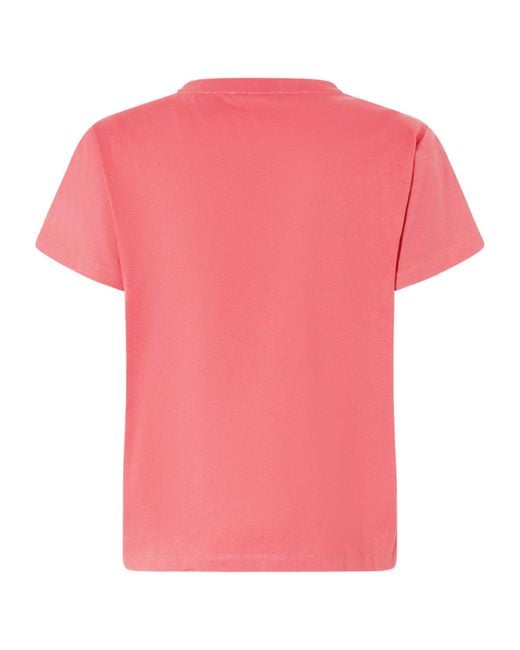 Pinko Pink Bejewelled Love Birds Embroidery Short-Sleeved T-Shirt
