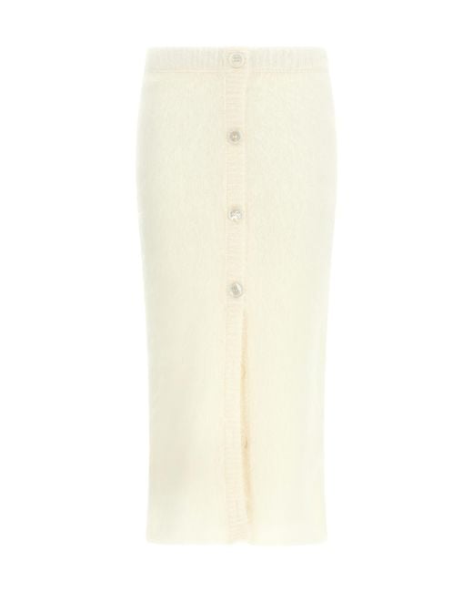 Alessandra Rich White Button-Up Knitted Skirt