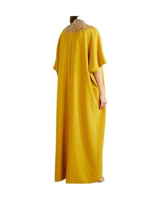 Jenny Packham Yellow Dessert Blossom Crystal-Embellished Crepe Gown