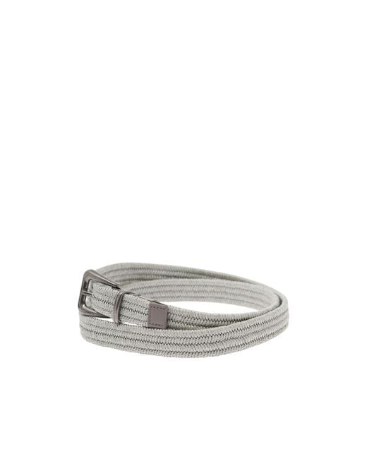 Brunello Cucinelli White Rustic Woven Buckle Belt
