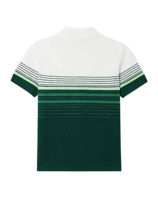 Casablanca Green Logo Patch Stripe Knit Polo Top