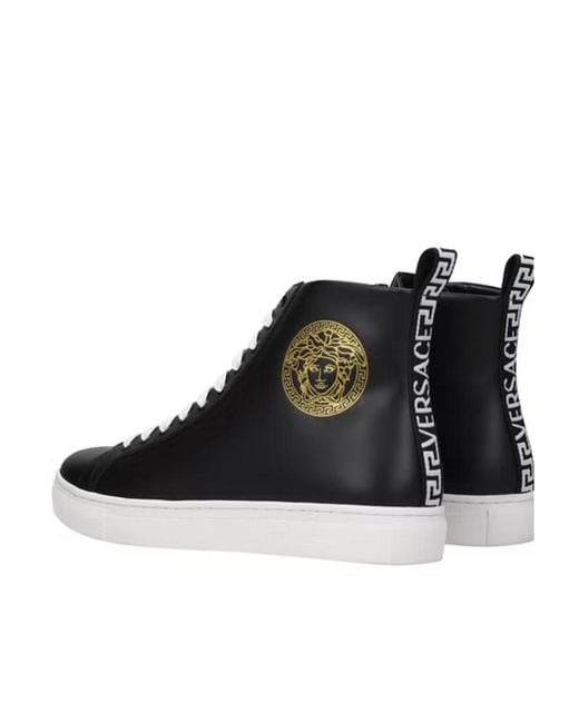 Versace Black High-Top Round-Head Casual Sneakers for men