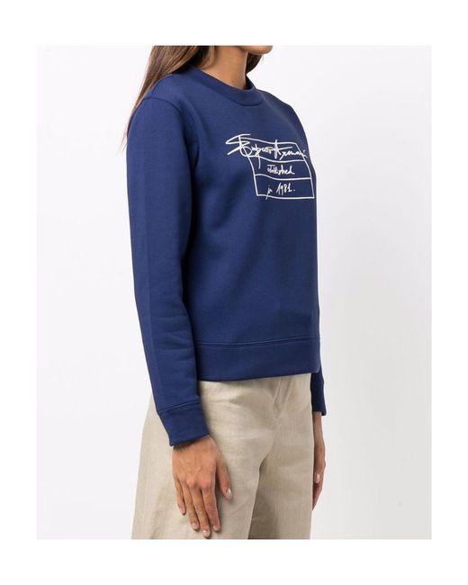 Emporio Armani Blue Signature Logo-Print Long-Sleeve Sweatshirt