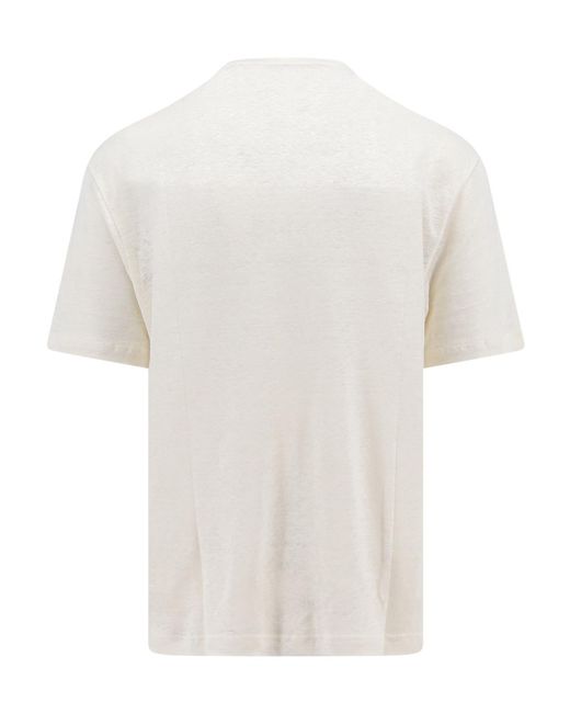 Palm Angels White Logo Embroidered Crewneck T-Shirt for men