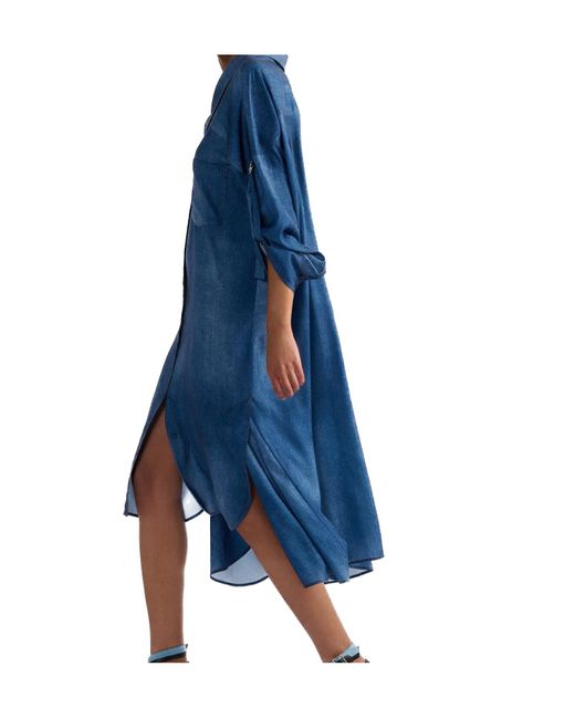 Barbara Bui Blue Denim Print Shirt Dress