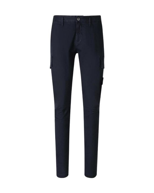 Stone Island Blue Stretch Cargo Pants for men