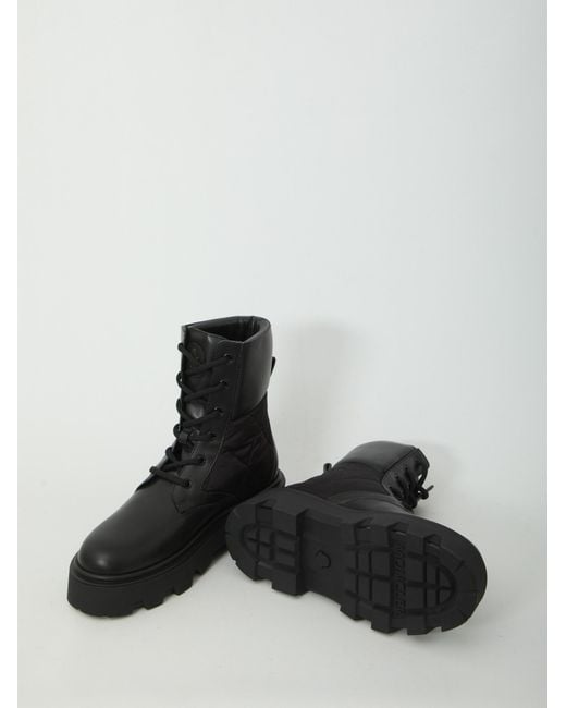 Moncler Black Lace-Up Ankle Boots
