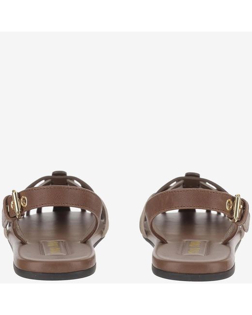 Miu Miu Brown Round-Toe Flat Sandals