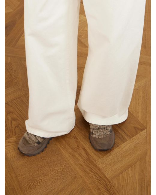 Brunello Cucinelli Brown Beaded Round-Toe Sneakers
