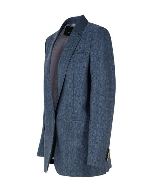 Etro Blue Paisley Printed Blazer