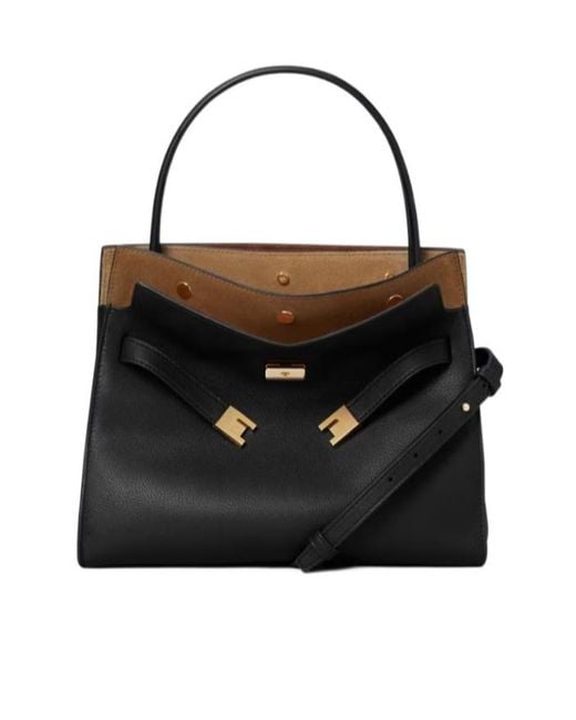 Tory Burch Black Small Lee Radziwill Double Tote Bag