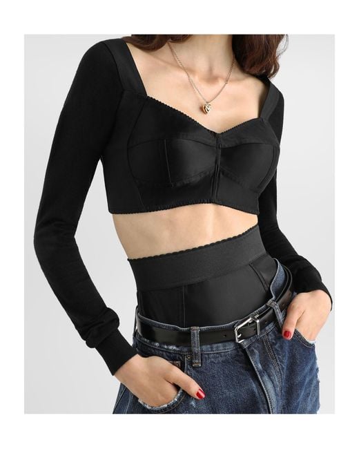 Dolce & Gabbana Black Satin Bustier Top