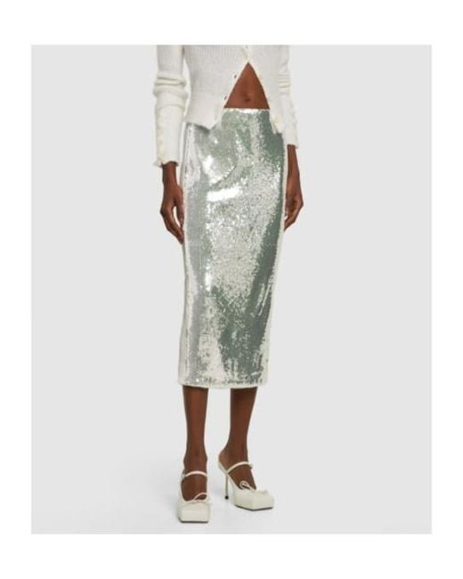 ROTATE BIRGER CHRISTENSEN Green Sequined Pencil Skirt
