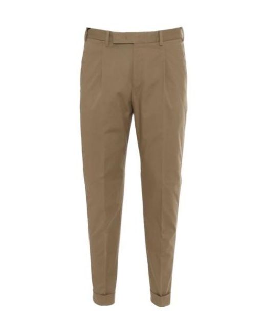 PT01 Natural Pt Torino Pleat Detailed Tapered Trousers for men